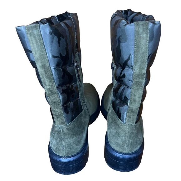 Aquatalia Lori Suede with Side Nylon Puff in Camouflage Water Resistant Olive Gr - Picture 9 of 13